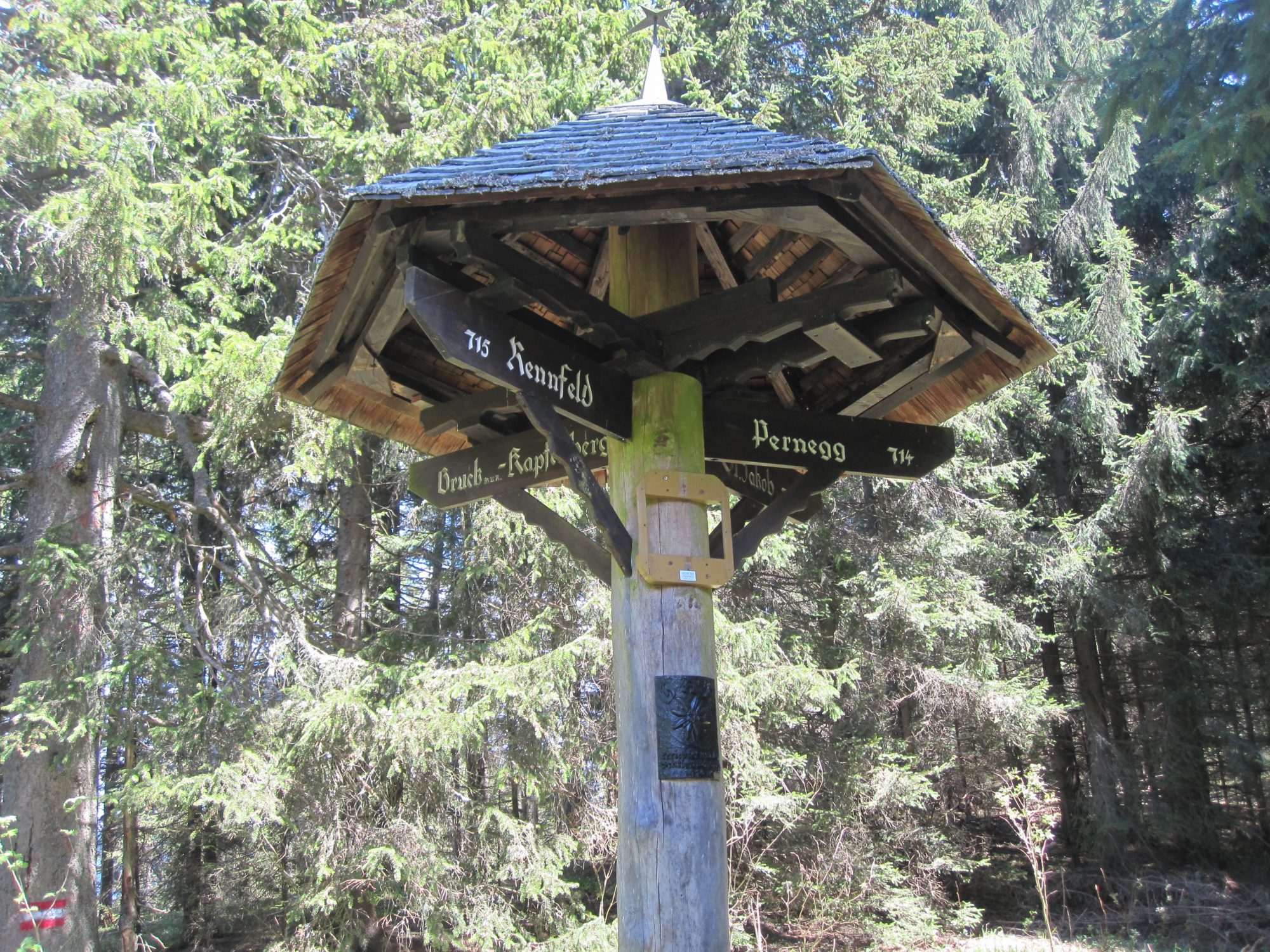 Wegweise beim Abstieg